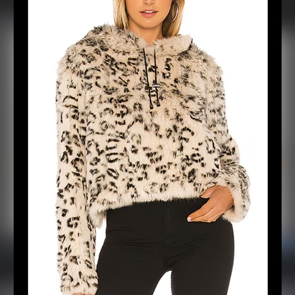 NWT Beautiful Fur Adrienne Landau Leopard Hoodie - Picture 1 of 16